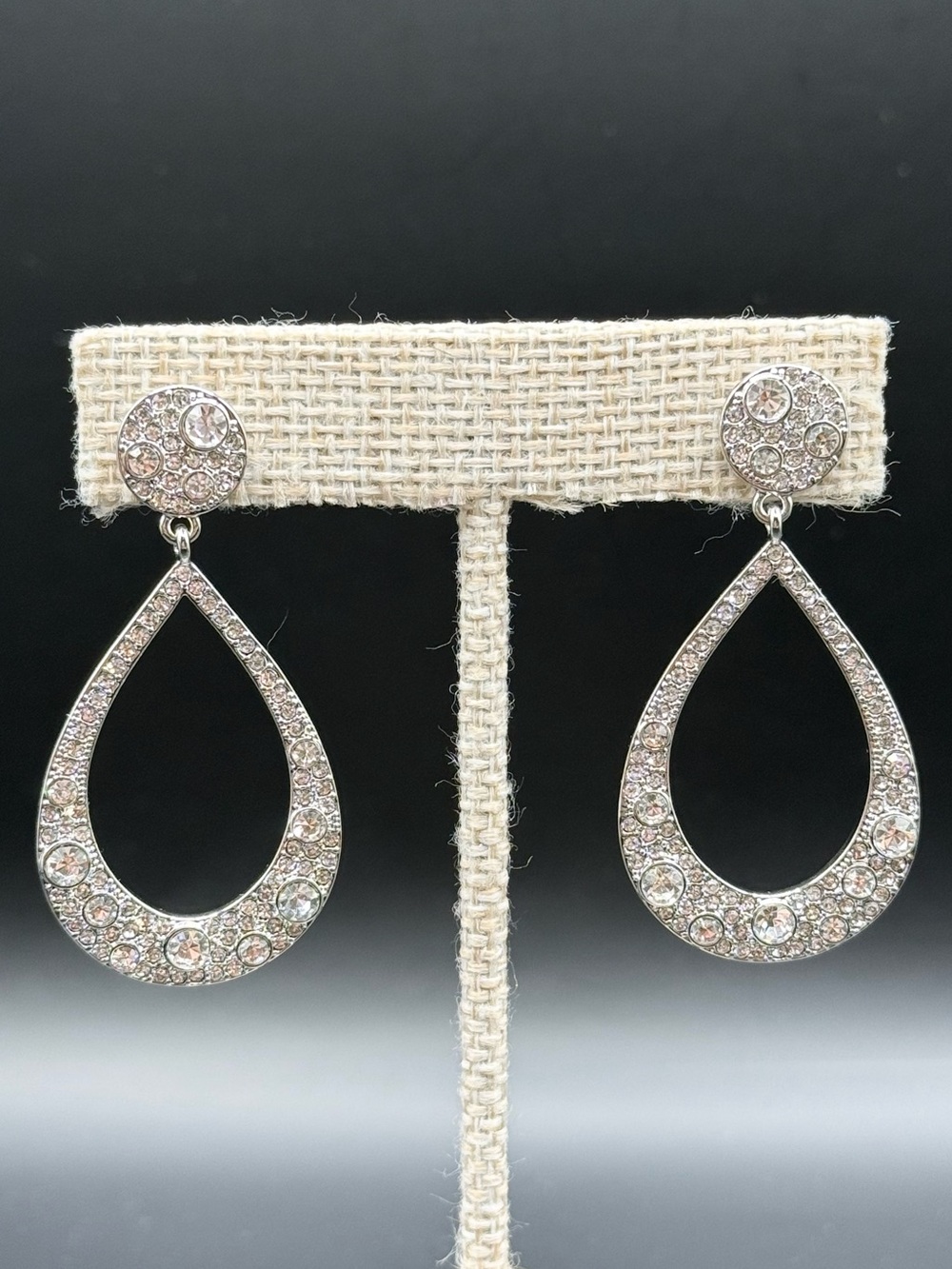 Givenchy Silver-Tone Crystal Scatter Open Drop Earrings